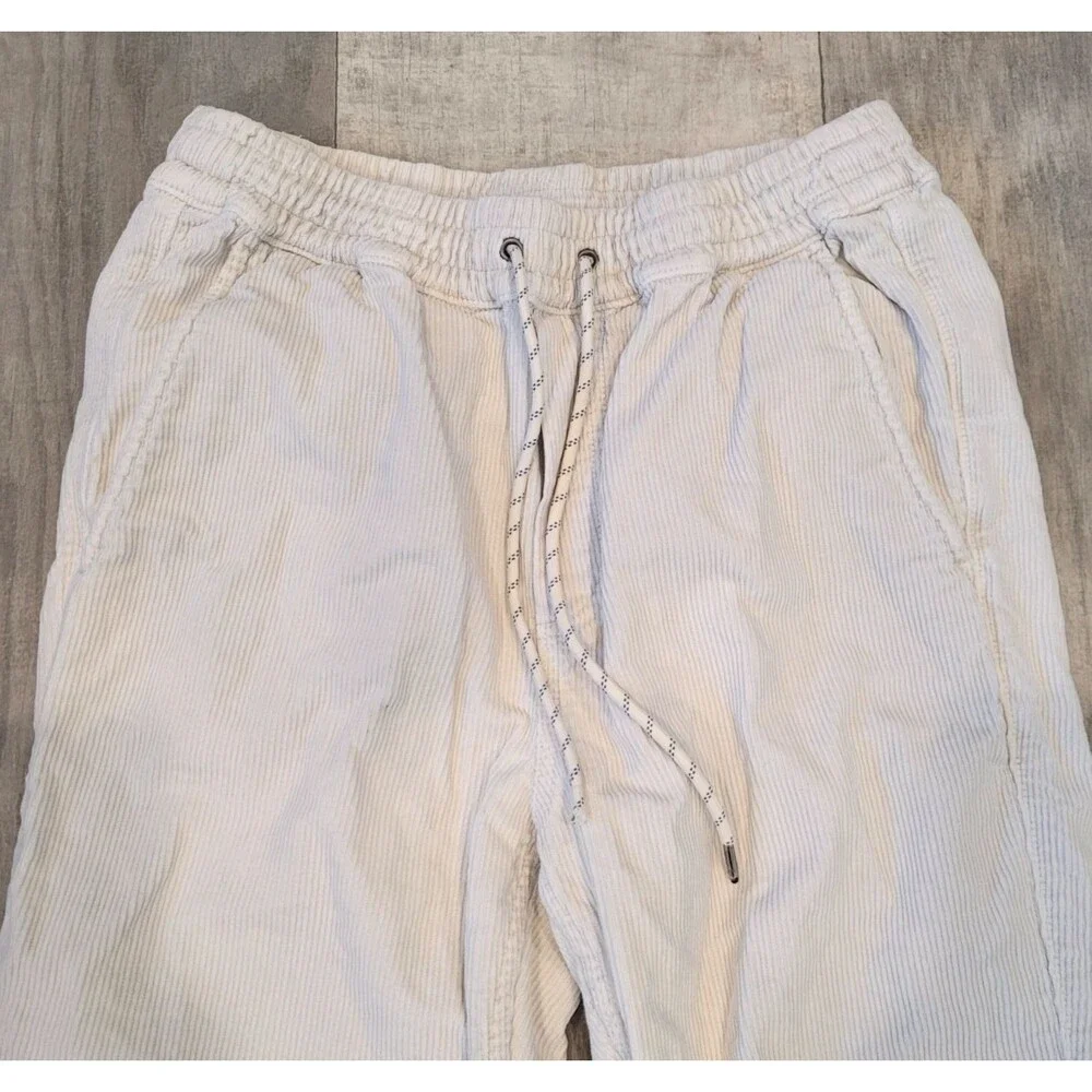 Faherty Corduroy Pants Men's S (26X29) Cream Pull On Drawstring Waist Organic